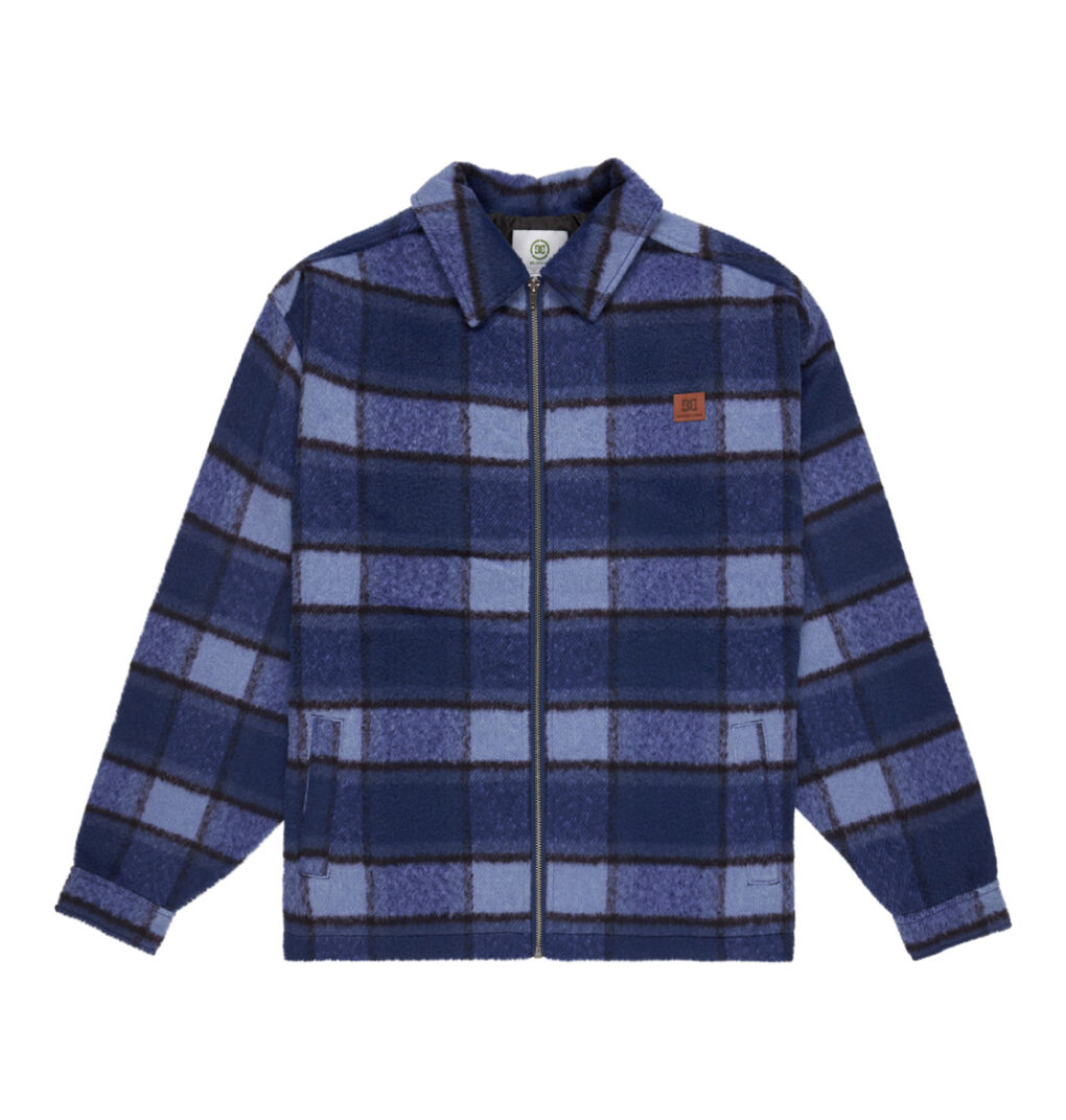 dc-henderson-overshirt-blue2 ανδρικό πουκάμισο με φερμουάρ σε μπλε καρό χρώμα από την dc shoes, henderson overshirt blue