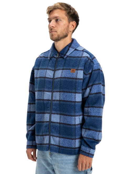 ανδρικό πουκάμισο με φερμουάρ σε μπλε καρό χρώμα από την dc shoes, henderson overshirt blue