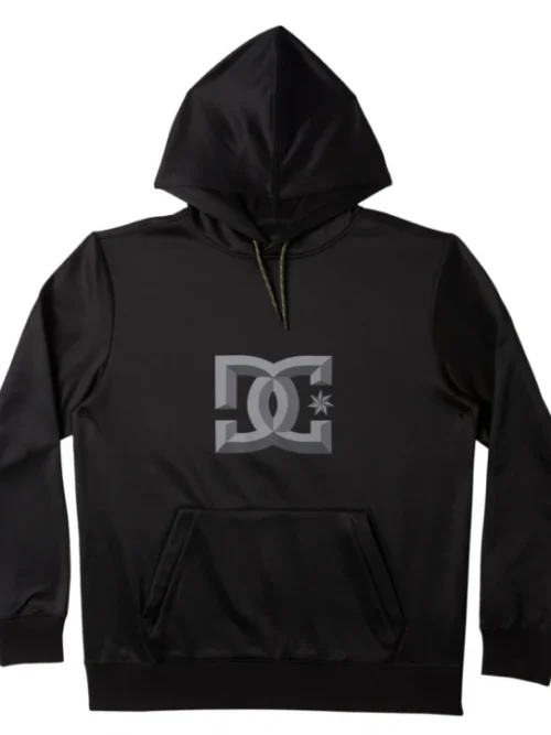 ανδρικό φούτερ σε μαύρο χρώμα με τύπωμα στο μπροστινό μέρος από την dc shoes, snowstar hoodie