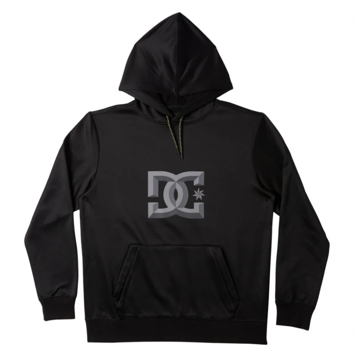 dc-snowstar-hoodie-black5 ανδρικό φούτερ σε μαύρο χρώμα με τύπωμα στο μπροστινό μέρος από την dc shoes, snowstar hoodie