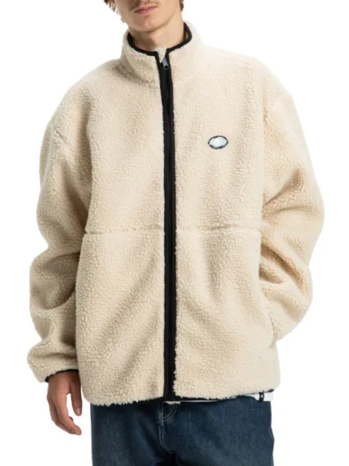 ανδρικό γούνινο μπουφάν σε μπεζ χρώμα από την dc shoes, vault zip fleece oatmeal