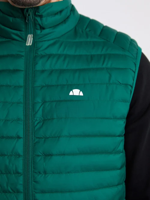 ανδρικό γιλέκο σε σκούρο πράσινο χρώμα από την ellesse, pal padded gilet