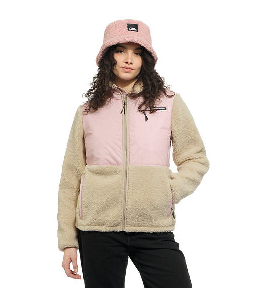 γυναικεία φλις ζακέτα με διχρωμία ροζ και μπεζ από την horsefeathers, gema womens zip fleece sweatshirt