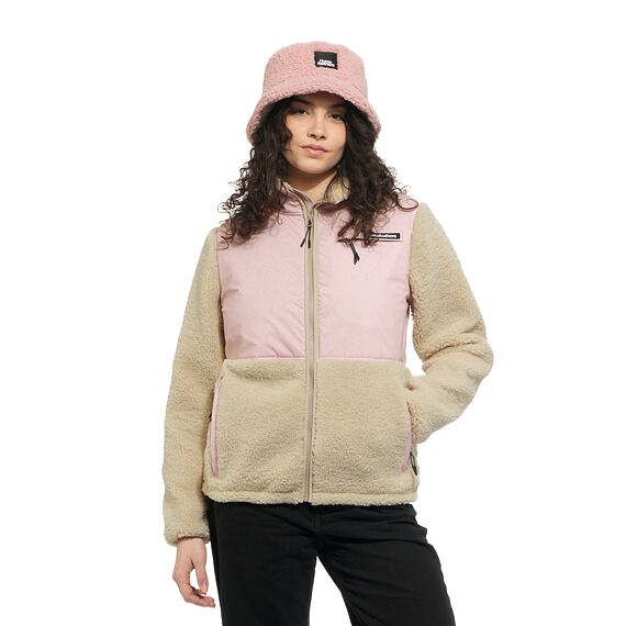 horsefeathers-gema-womens-zip-fleece-sweatshirt-lotus γυναικεία φλις ζακέτα με διχρωμία ροζ και μπεζ από την horsefeathers, gema womens zip fleece sweatshirt