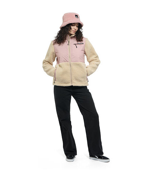 γυναικεία φλις ζακέτα με διχρωμία ροζ και μπεζ από την horsefeathers, gema womens zip fleece sweatshirt