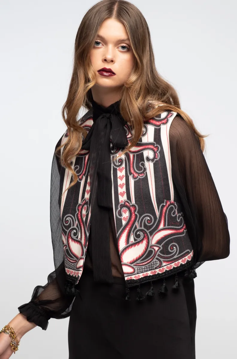 γυναικείο γιλέκο με ιδιαίτερο σχέδιο από την peace and chaos, lyrical vest