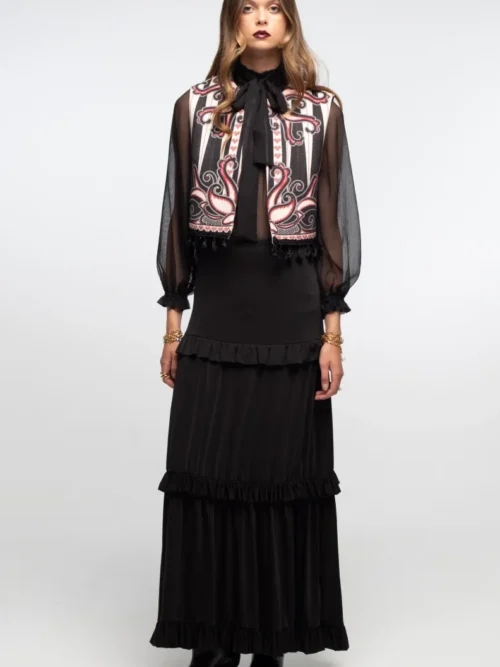 γυναικείο γιλέκο με ιδιαίτερο σχέδιο από την peace and chaos, lyrical vest