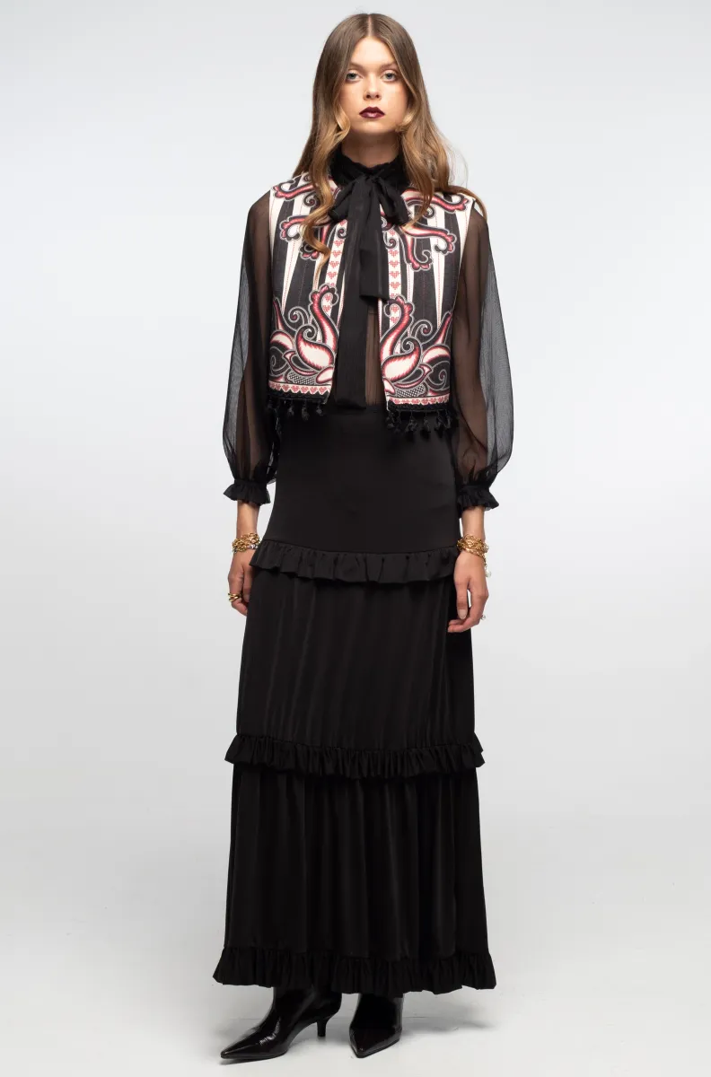 γυναικείο γιλέκο με ιδιαίτερο σχέδιο από την peace and chaos, lyrical vest