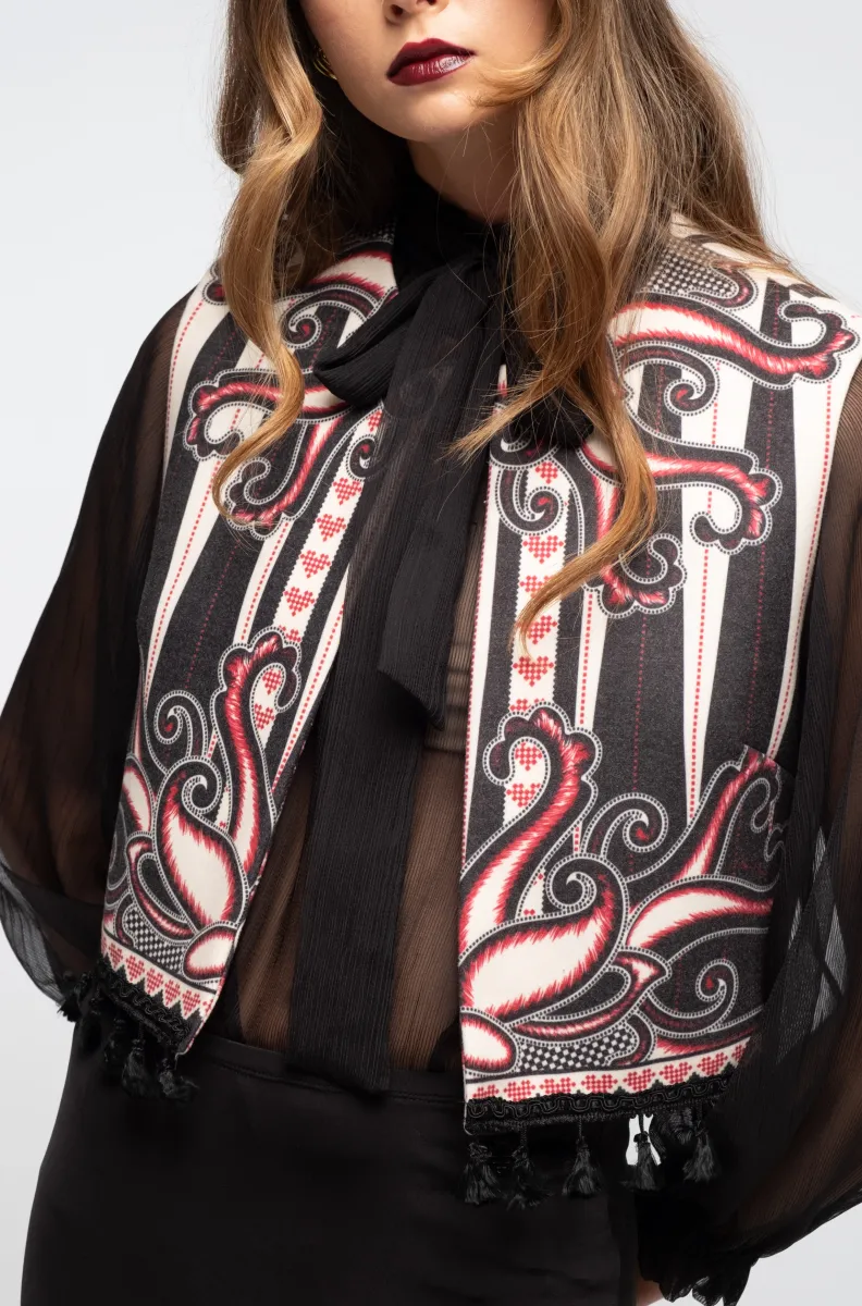 γυναικείο γιλέκο με ιδιαίτερο σχέδιο από την peace and chaos, lyrical vest