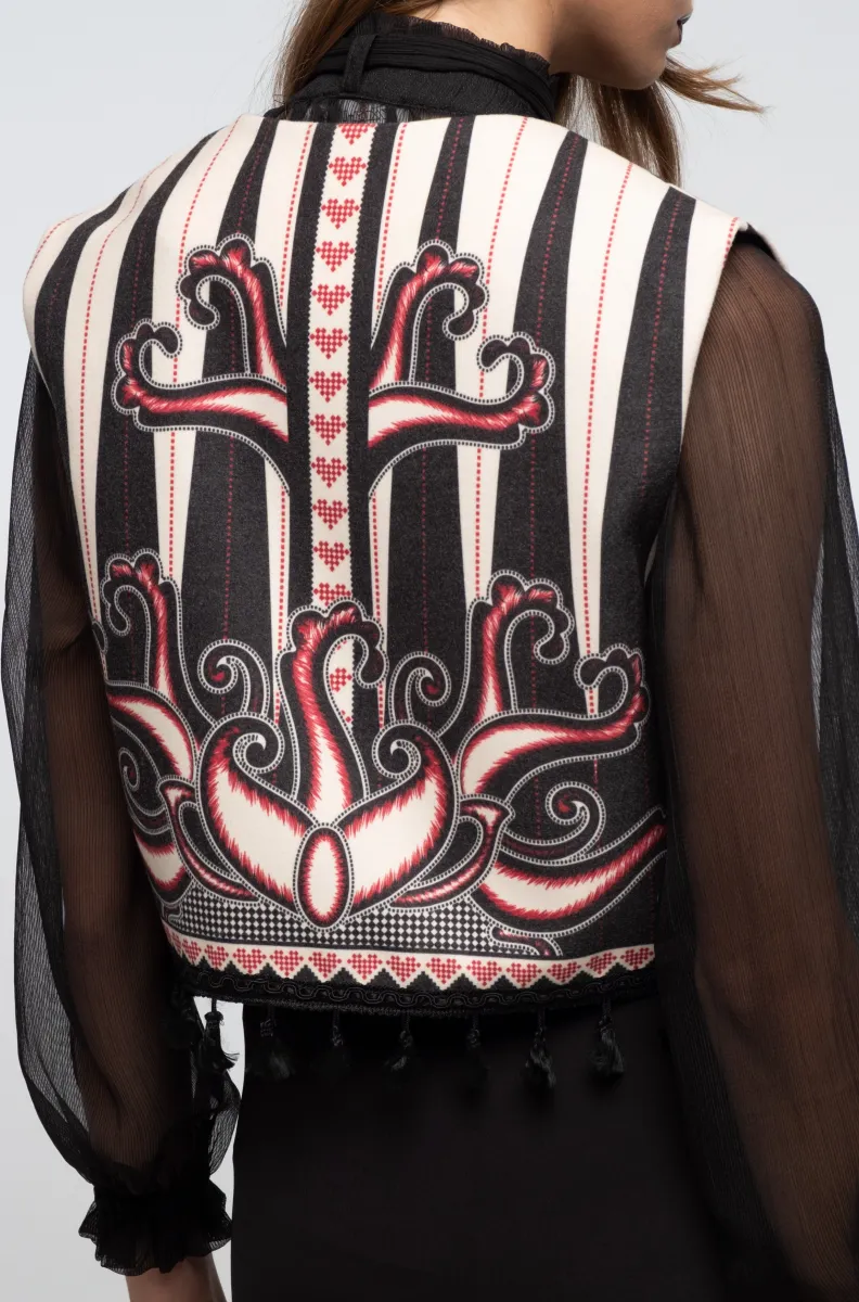 γυναικείο γιλέκο με ιδιαίτερο σχέδιο από την peace and chaos, lyrical vest