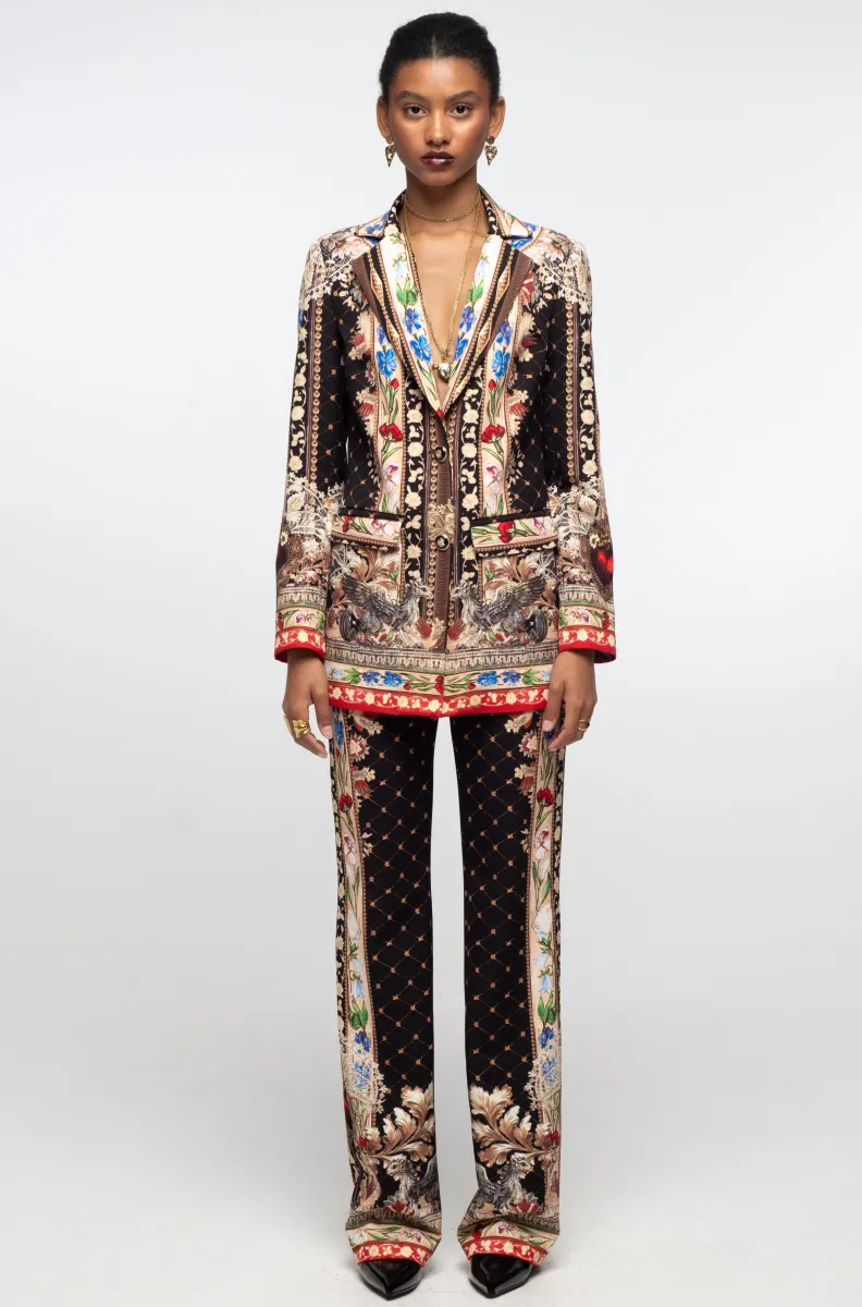 γυναικείο βελούδινο σακάκι με μαύρο χρώμα και διάφορα χρώματα από την peace and chaos, opulence blazer