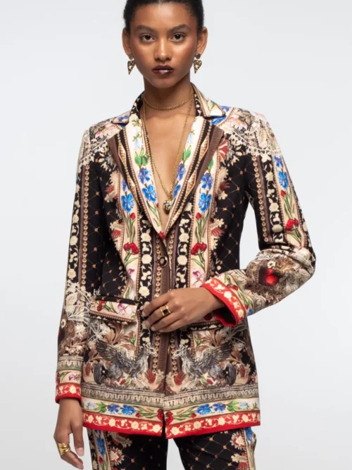 γυναικείο βελούδινο σακάκι με μαύρο χρώμα και διάφορα χρώματα από την peace and chaos, opulence blazer