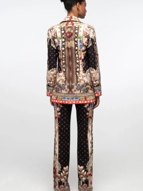 γυναικείο βελούδινο παντελόνι με διάφορα σχέδια σε μαύρο φόντο από την Peace and chaos, opulence pants