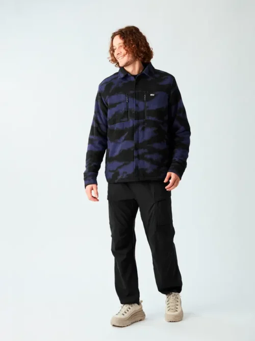 ανδρικό μπουφάν με φλιςμ διχρωμία μαύρο και μωβ από την picture, bemidji jacket retro fusion print