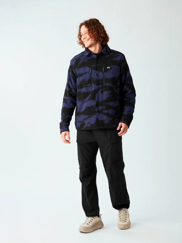 ανδρικό μπουφάν με φλιςμ διχρωμία μαύρο και μωβ από την picture, bemidji jacket retro fusion print