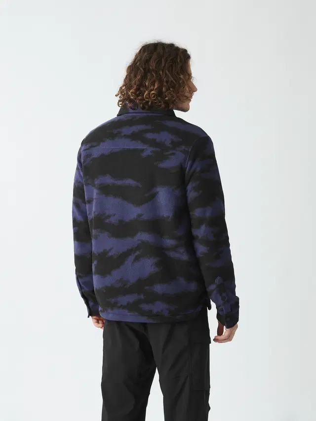 ανδρικό μπουφάν με φλιςμ διχρωμία μαύρο και μωβ από την picture, bemidji jacket retro fusion print