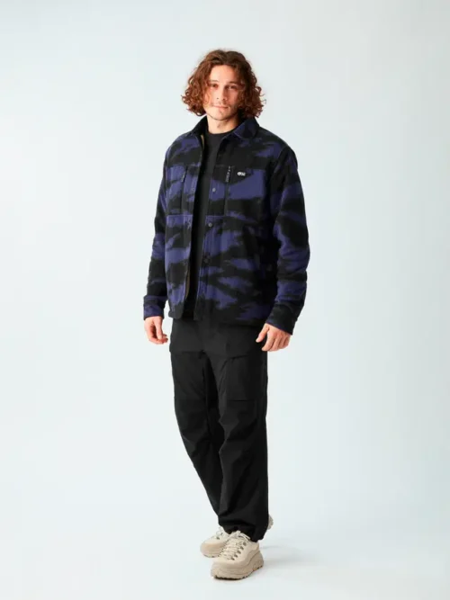 ανδρικό μπουφάν με φλιςμ διχρωμία μαύρο και μωβ από την picture, bemidji jacket retro fusion print