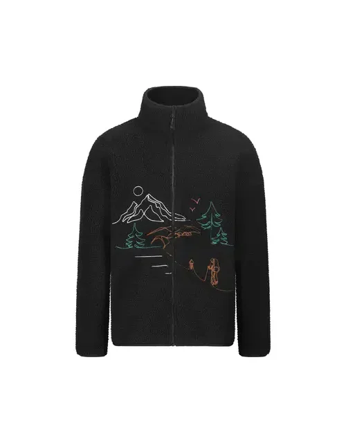 ανδρικό μπουφάν σε μαύρο χρώμα με σχέδια στο μπροστινό μέρος από την picture, hafdals emb zip fleece