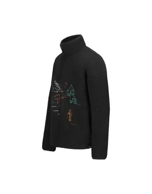 ανδρικό μπουφάν σε μαύρο χρώμα με σχέδια στο μπροστινό μέρος από την picture, hafdals emb zip fleece