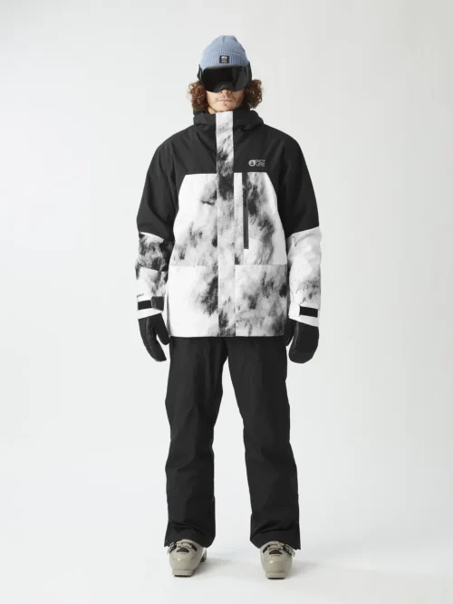 ανδρικό τεχνικό μπουφάν με ασπρόμαυρα χρώματα από την Picture, jomoh jacket snowy pine print