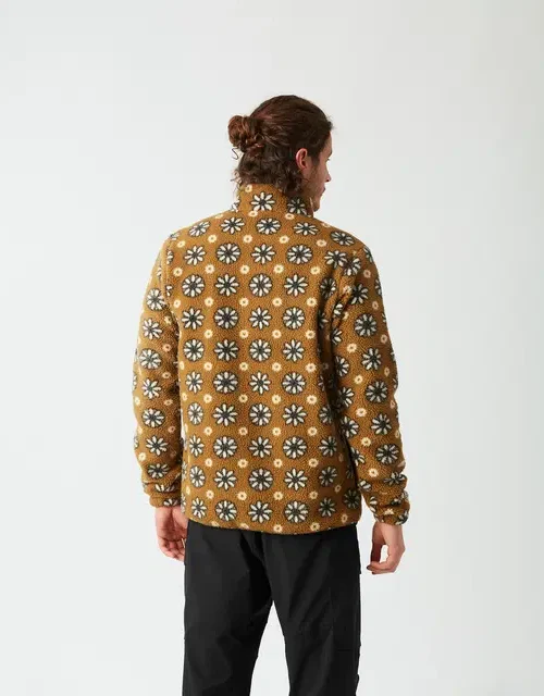 ανδρικό φλις φούτερ με σχέδιο λουλούδια και καφέ χρώματα από την picture, kimag printed 1/4 fleece