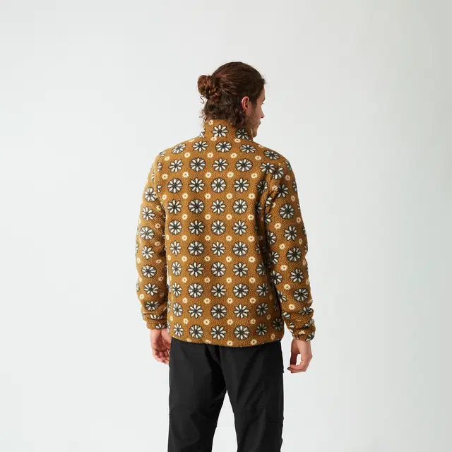 ανδρικό φλις φούτερ με σχέδιο λουλούδια και καφέ χρώματα από την picture, kimag printed 1/4 fleece