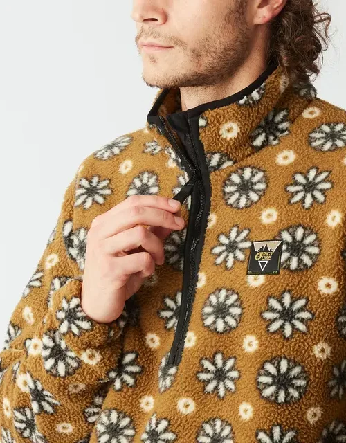 ανδρικό φλις φούτερ με σχέδιο λουλούδια και καφέ χρώματα από την picture, kimag printed 1/4 fleece