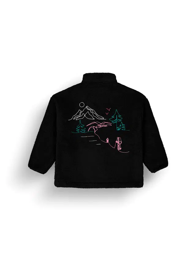 γυναικείο μπουφάν φλις σε μαύρο χρώμα με σχέδια στην πλάτη από την picture, nyss embro zip fleece