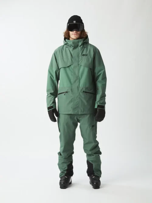 ανδρικό μπουφάν σε πράσινο χρώμα, τεχνικό για χιονοδρομία από την picture, orosi jacket smoke pine