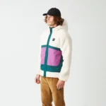 ανδρικό γούνινο μπουφάν σε λευκό χρώμα με πολύχρωμες τσέπες από την picture, pmbton zip hoodie