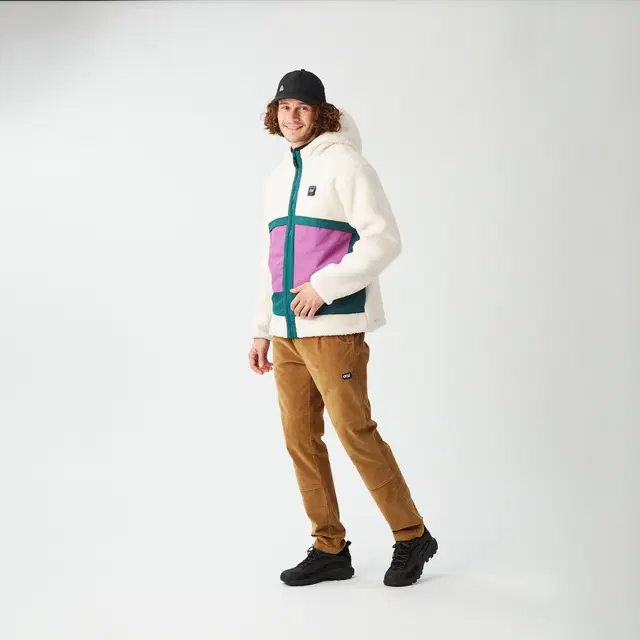 ανδρικό γούνινο μπουφάν σε λευκό χρώμα με πολύχρωμες τσέπες από την picture, pmbton zip hoodie