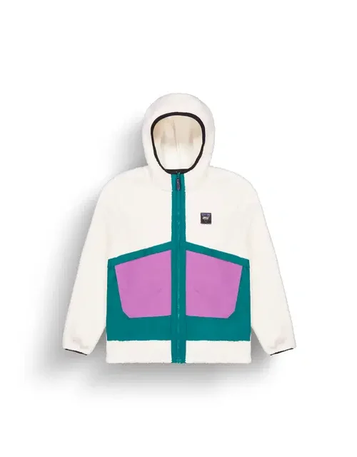 ανδρικό γούνινο μπουφάν σε λευκό χρώμα με πολύχρωμες τσέπες από την picture, pmbton zip hoodie