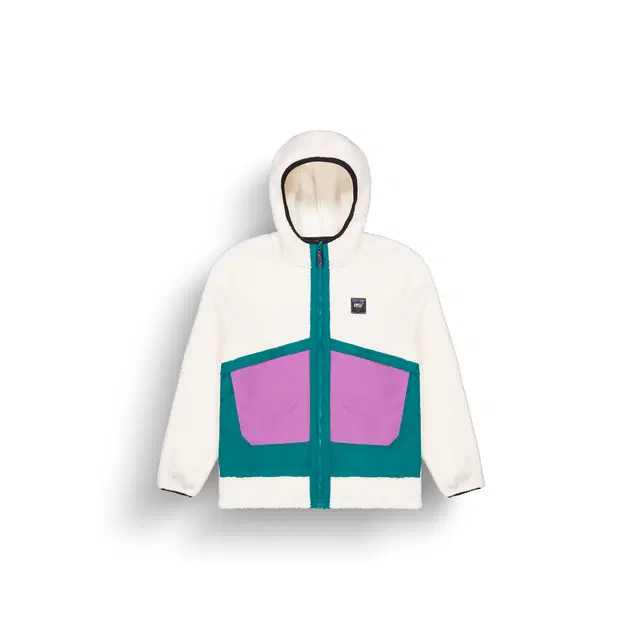 ανδρικό γούνινο μπουφάν σε λευκό χρώμα με πολύχρωμες τσέπες από την picture, pmbton zip hoodie