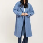 γυναικείο παλτό με γαλαζιό χρώμα από την rut n circle, hillevi coat