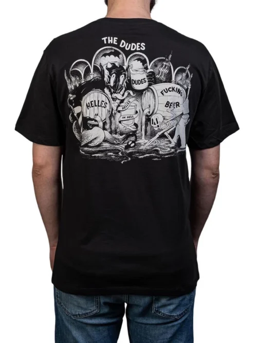 ανδρική κοντομάνικη μπλούζα σε μαύρο χρώμα με τύπωμα και τσεπούλα από την the dudes, helles in hell pocket t-shirt