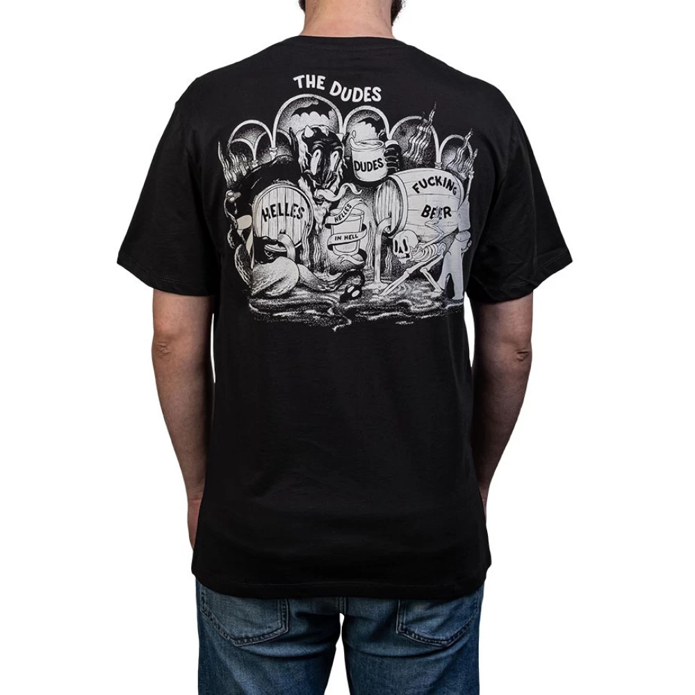 ανδρική κοντομάνικη μπλούζα σε μαύρο χρώμα με τύπωμα και τσεπούλα από την the dudes, helles in hell pocket t-shirt