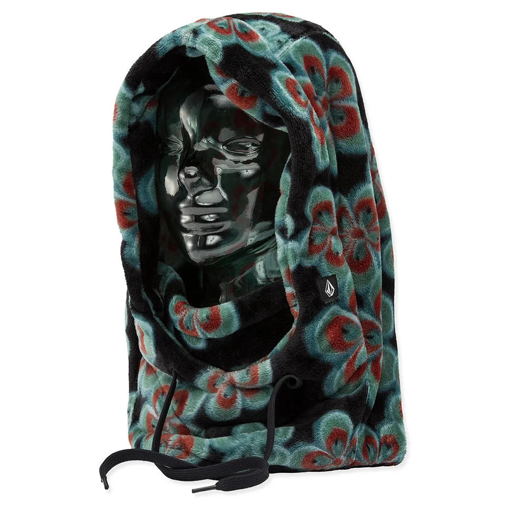 γυναικεία γούνινη κουκούλα με σχέδιο λουλούδια και μαύρο φόντο από την volcom, dang hood