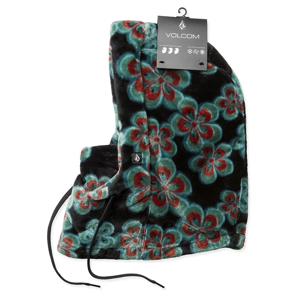 γυναικεία γούνινη κουκούλα με σχέδιο λουλούδια και μαύρο φόντο από την volcom, dang hood