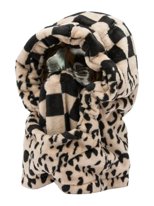 γούνινη κουκούλα με σχέδιο και γήινα χρώματα από την volcom, dang hood