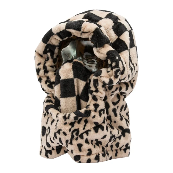 γούνινη κουκούλα με σχέδιο και γήινα χρώματα από την volcom, dang hood