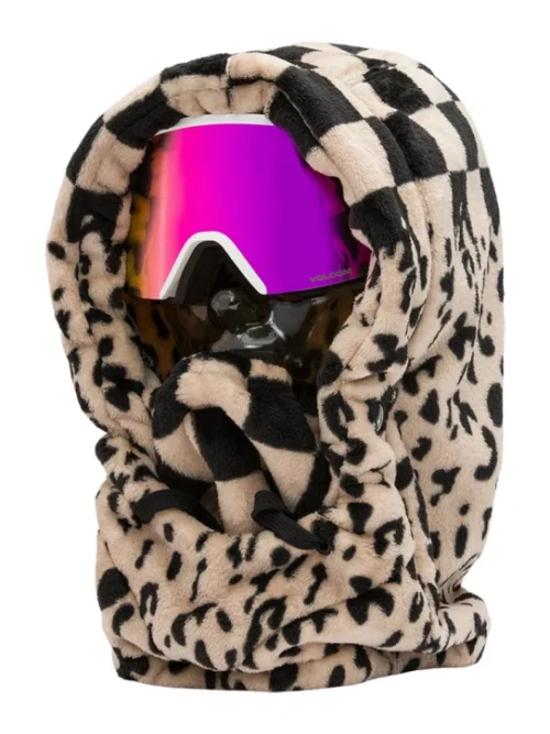 γούνινη κουκούλα με σχέδιο και γήινα χρώματα από την volcom, dang hood