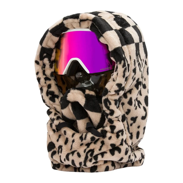 γούνινη κουκούλα με σχέδιο και γήινα χρώματα από την volcom, dang hood