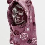 παιδική κουκούλα με διάφορα λουλούδια και ροζ χρώμα από την volcom, kids snow creature hood