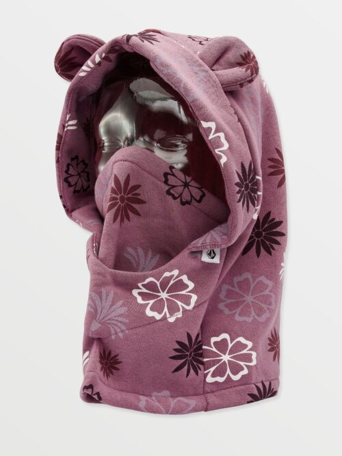 παιδική κουκούλα με διάφορα λουλούδια και ροζ χρώμα από την volcom, kids snow creature hood