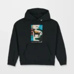 παιδικό φούτερ σε μαύρο χρώμα με τύπωμα στο μπροστινό μέρος από την volcom, kids watanite hoodie