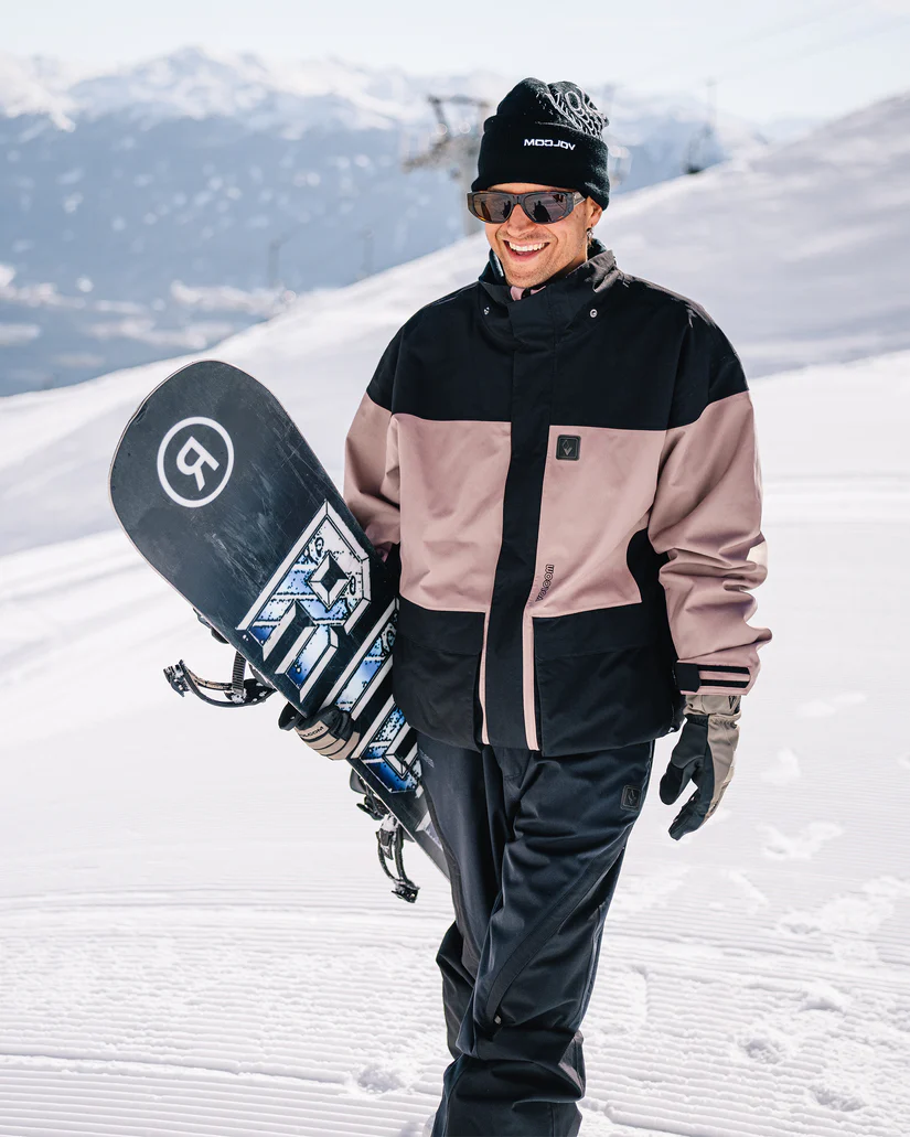 ανδρικό μπουφάν για χειμερινές δραστηριότητές με διχρωμία ροζ και μαύρο από την volcom, kleveland jacket