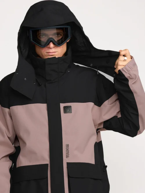 ανδρικό μπουφάν για χειμερινές δραστηριότητές με διχρωμία ροζ και μαύρο από την volcom, kleveland jacket