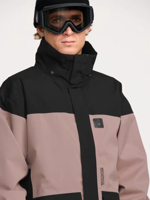 ανδρικό μπουφάν για χειμερινές δραστηριότητές με διχρωμία ροζ και μαύρο από την volcom, kleveland jacket
