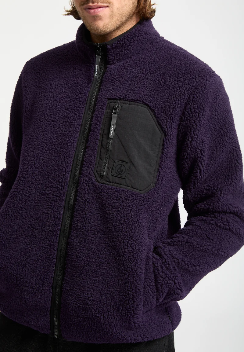φλις ζακέτα σε μωβ χρώμα από την volcom, muzzer fuzzar zip fleece jacket
