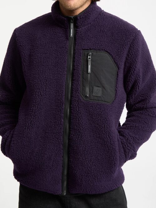 φλις ζακέτα σε μωβ χρώμα από την volcom, muzzer fuzzar zip fleece jacket